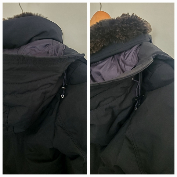 DUNO 100% down Italian design jacket puffer removable hood fur pockets size 40 - Picture 5 of 9